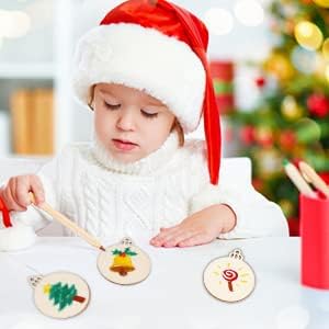 OurWarm 100pcs Wooden Ornaments for Crafts, 3.5inch DIY Christmas Ornaments to Paint, Unfinished Round Wood Slices Christmas Crafts for Hanging Xmas Tree Decorations