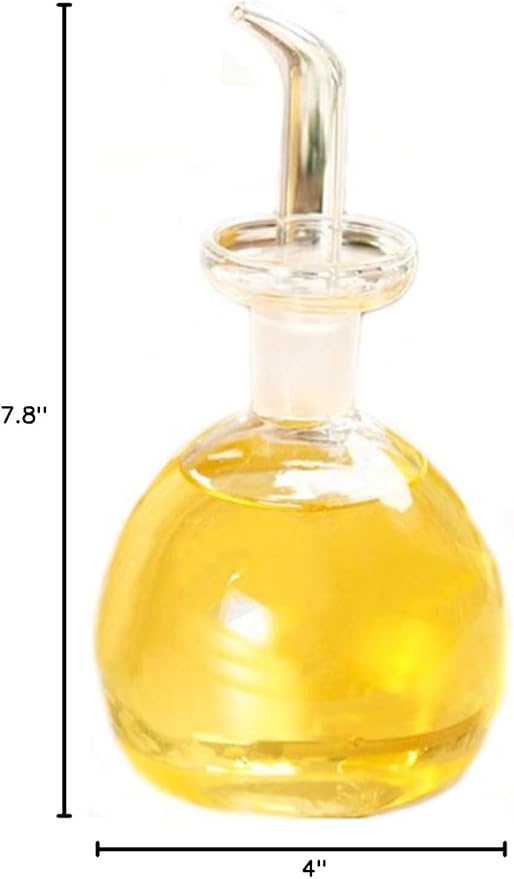 ELETON Cylindrical 8 oz Olive Oil Dispenser Bottle Glass with No Drip Spout -Olive Oil & Vinegar Dispenser Glass Cruet Decanter- Glassware Seal Handicraft Easy Clean Drip Free Bottles for Kitchen