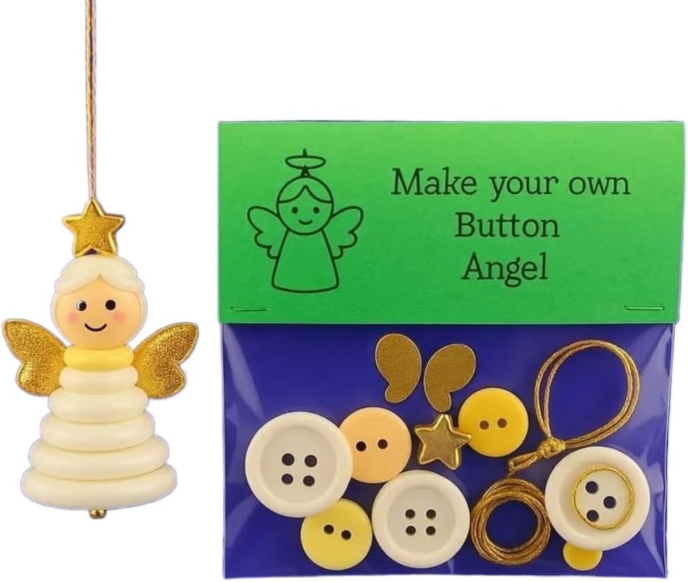 DIY Christmas Button Ornament Making Set - Snowman/Santa/Angel, Fun Holiday Craft Kit for All Ages, Ideal Xmas Tree Hanging Decor & Festive Gifts (8pcs-C)