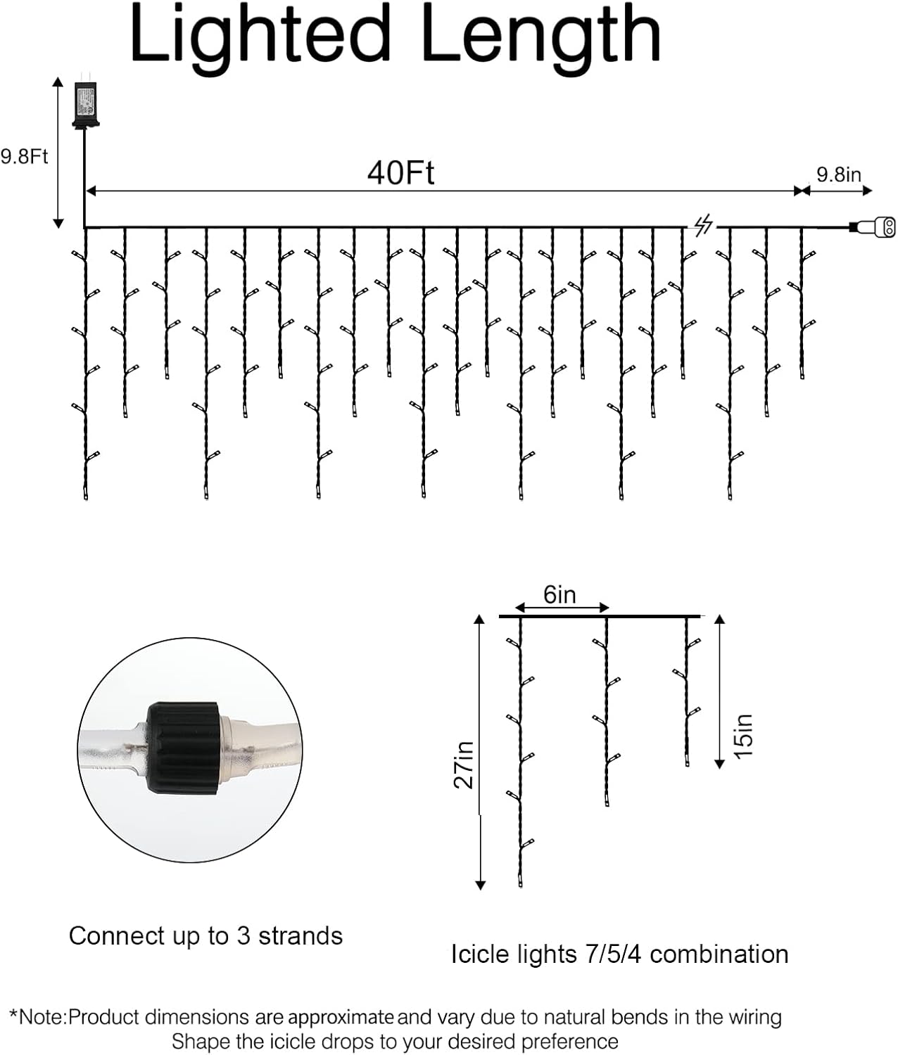 Brightown Icicle Lights Outdoor, 40 FT 432 LED Icicle Christmas Lights with 81 Drops,8 Modes, Icicle String Lights with Remote Timer, Waterproof Christmas Light for Outdoor Tree Decor, Red & Green