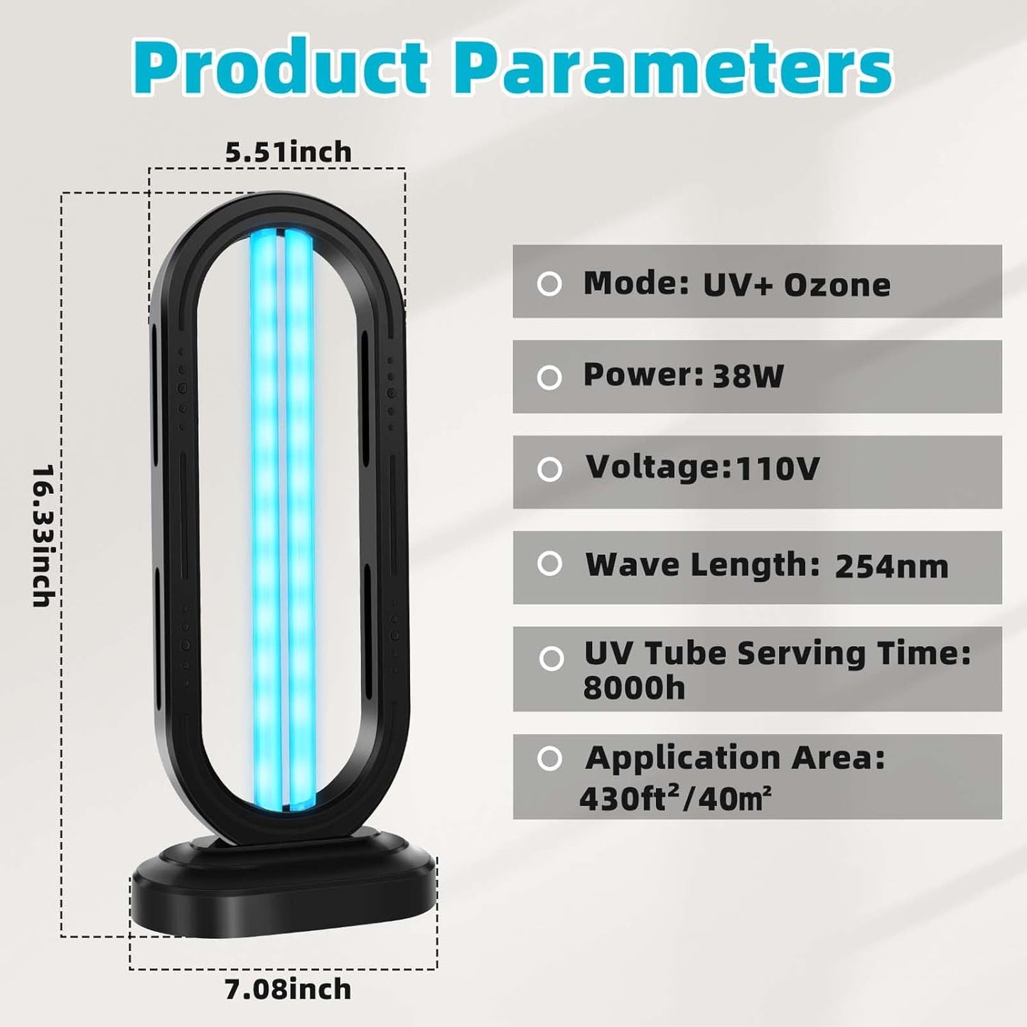 UV Light Sanitizer,UVC Home Disinfection Device 4-Speed Timing and Remote Control,UVO Light for Dust Mites,UV Lamp for Whole Room