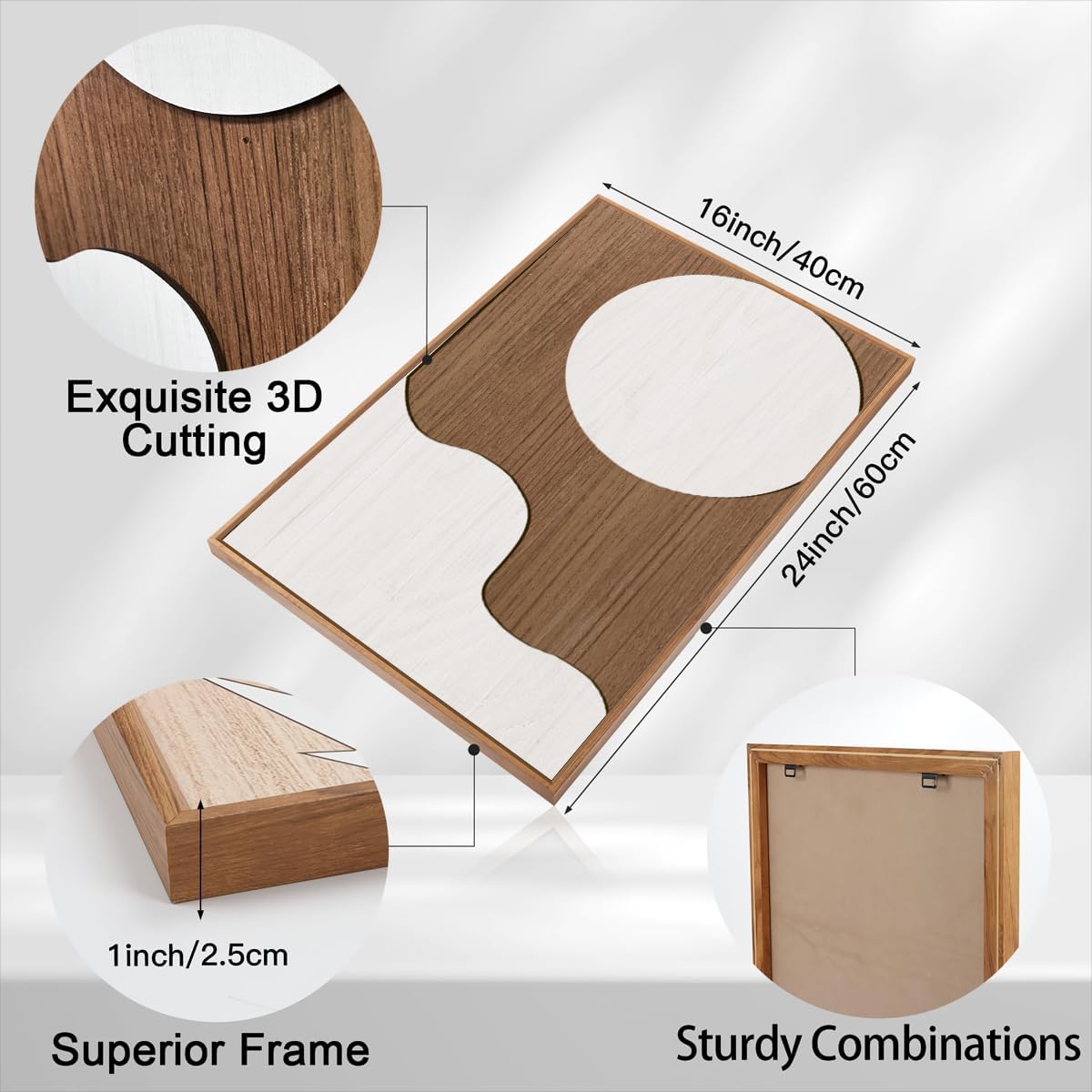 Large Abstract Brown and Beige Wall Art Set Modern Geometric Wood Grain Wall Decor Minimalist Neutral Mid Century Artwork Bohemian Art Decor for Living Room Bedroom Office-16x24Inch x3