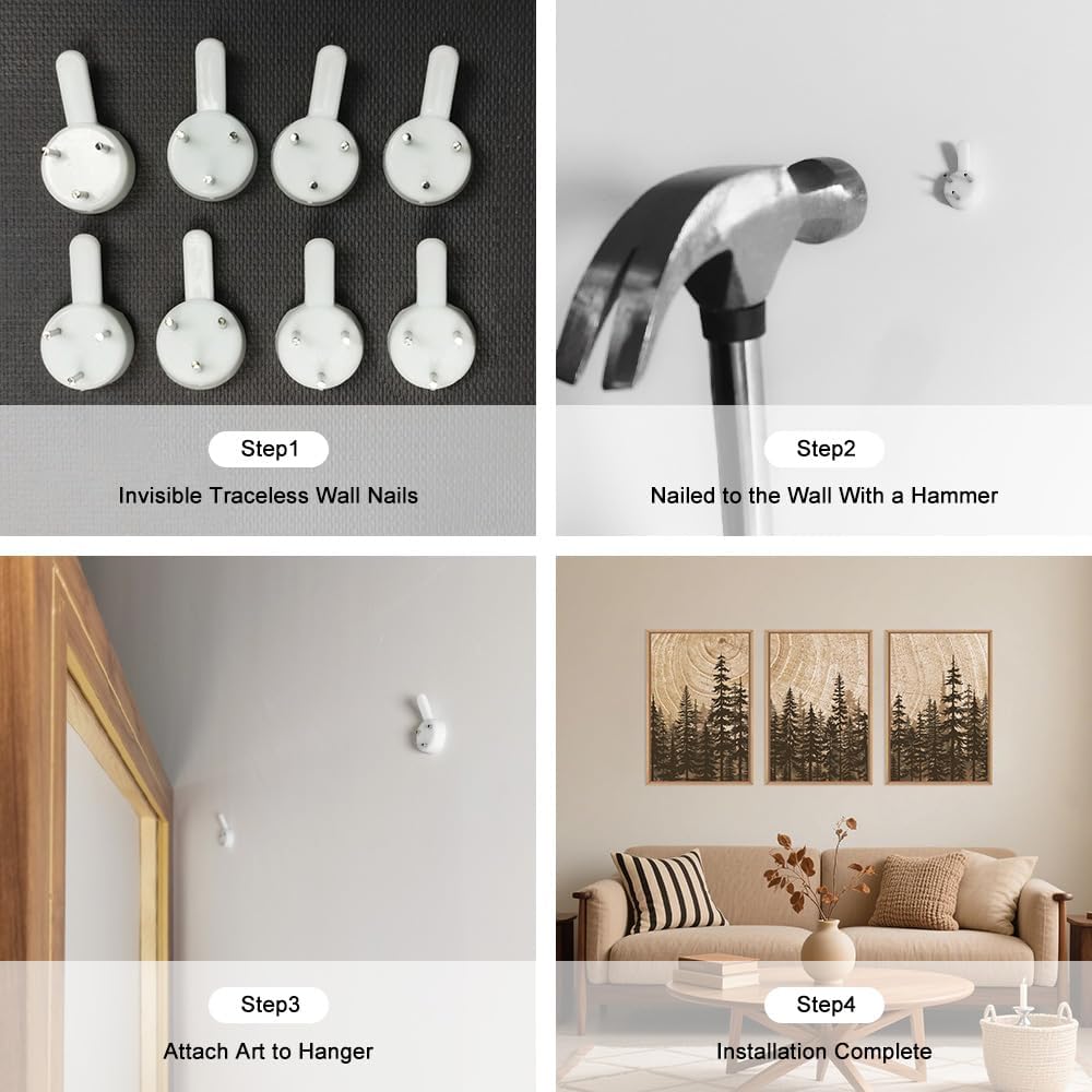 Celestdeco Pine Tree Framed Canvas Wall Art Set, Natural Woodland Landscape Wall Decor, Large Retro Forest Painting, Vintage Brown Artwork for Living Room, Bedroom, Kitchen, Study, Office - 24"x36"x3