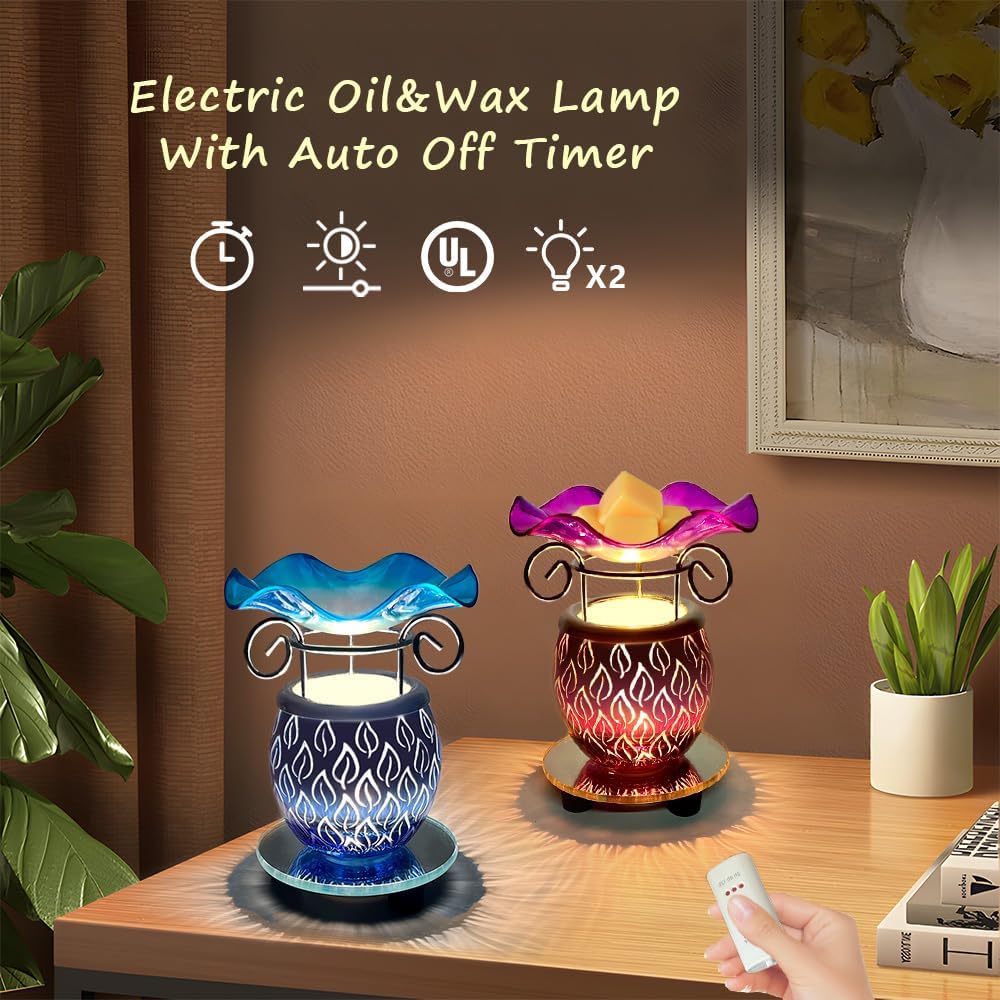 HUNANBANG Electric Scented Wax Warmer with Auto Off Timer - Candle Wax Melt Fragrance Burner (Candlelight-Purple)