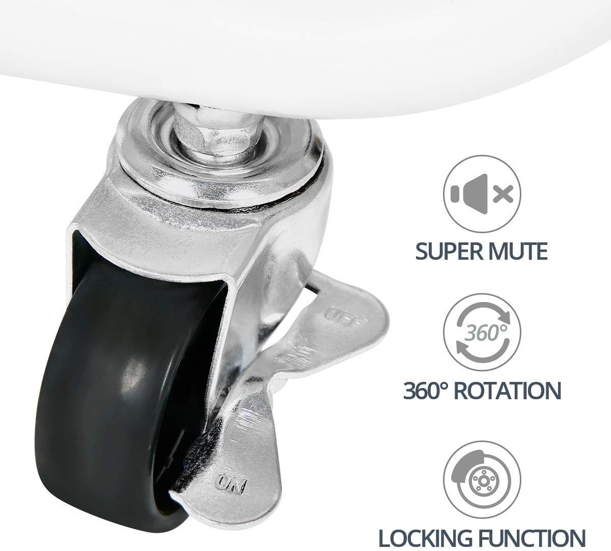 Melody House 4-Tier Metal Mesh Utility Rolling Cart Storage Organizer Shelf Rack with Lockable Wheels for Living Room Kitchen Office, White