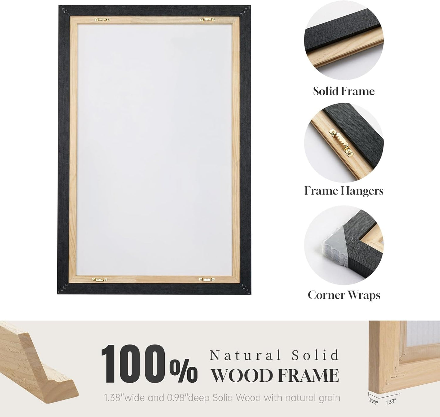 Large Framed Abstract Wall Art for Living Room, Set of 3 Modern Canvas Prints Painting Artwork for Walls, Black Green and Gold Brush Stroke Pictures for Hallway Dining Room Office Wall Decor 24x36 In