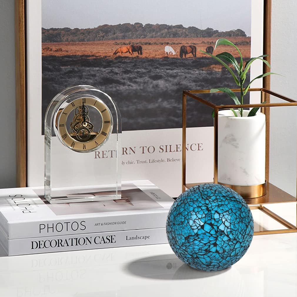 6Pcs Decorative Ball Set, 6cm/2.4inch Mosaic Glass Orbs Centerpiece Balls for Decorate Tables, Wedding Party