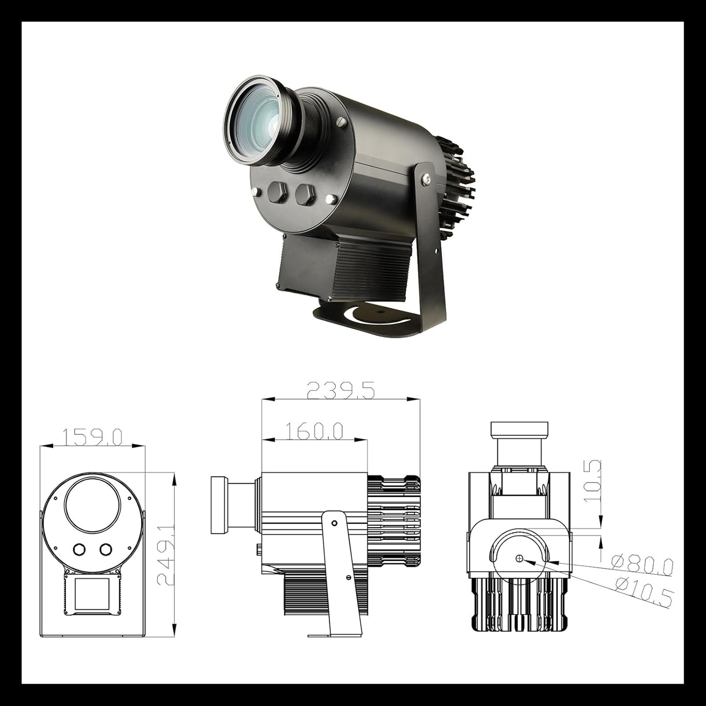 50W LED Logo GOBO Projector DJ Effect Light Including Free Custom Glass GOBO to Project Image for Advertising Business Hotel Company Store Wedding Indoor and Outdoor Use (50W)