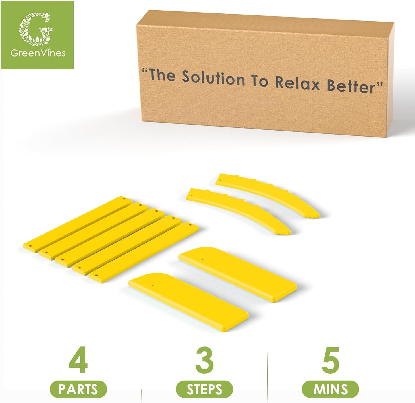 GREENVINES Adirondack-Ottoman | Set of 4 | HDPE Plastic | Outdoor Footrest | All Weather | Foot Rest | Foot Stool | Yellow | for Adirondack Chair | for Patio Backyard Pool