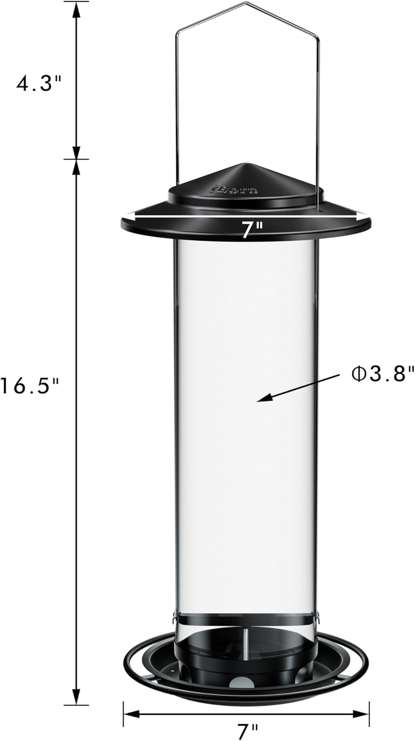 iBorn Metal Bird Feeder for Outside Hanging,Wild Bird Feeders for Cardinal,18cm Large Roof&Green,42CM Long,4.5lb High-Capacity(Seed is not Included)