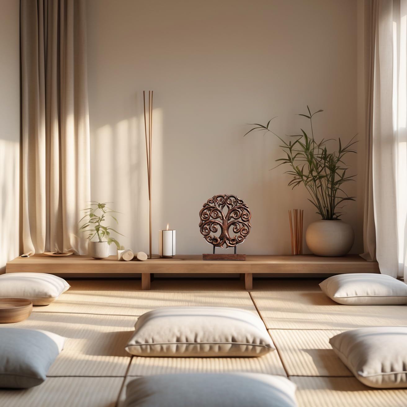 Decozen Solid Wood Tree of Life Sculpture - Home Decor, Living Room, Boho, Shelf, Coffee Table, Centerpiece Table Decorations, Mantle, Dining Table Centerpiece, Bathroom Shelf, Entryway, Farmhouse