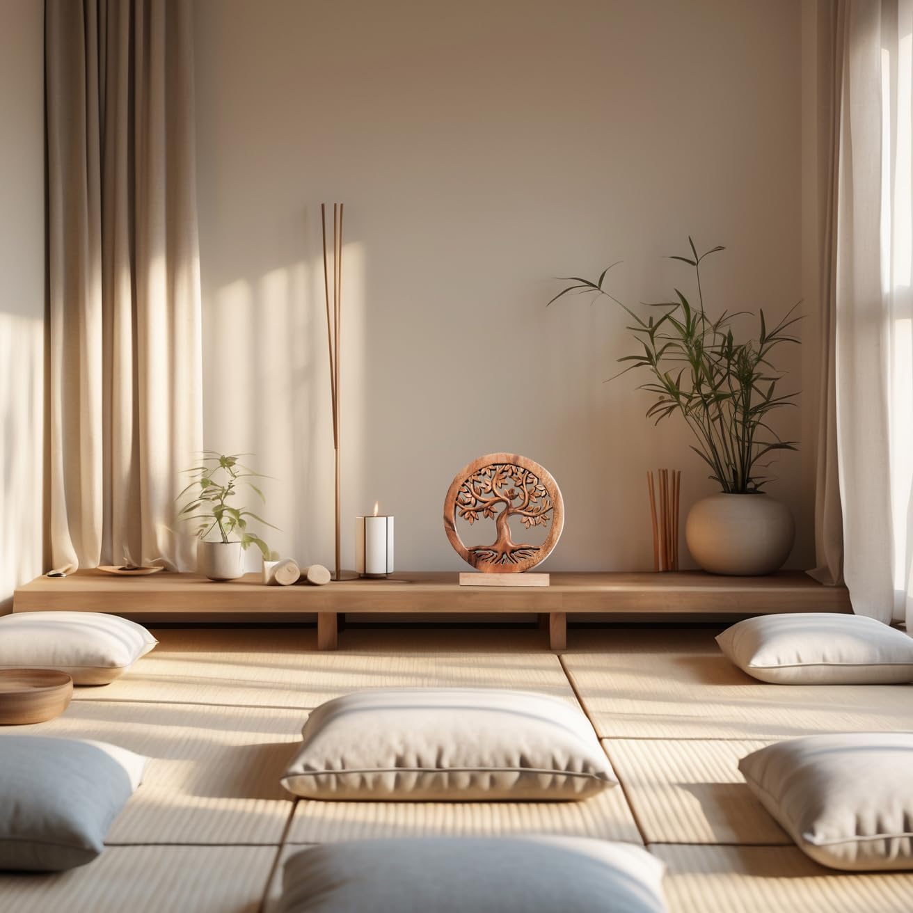 Decozen Solid Wood Tree of Life Sculpture - Home Decor, Living Room, Boho, Shelf, Coffee Table, Centerpiece Table Decorations, Mantle, Dining Table Centerpiece, Bathroom Shelf, Entryway, Farmhouse