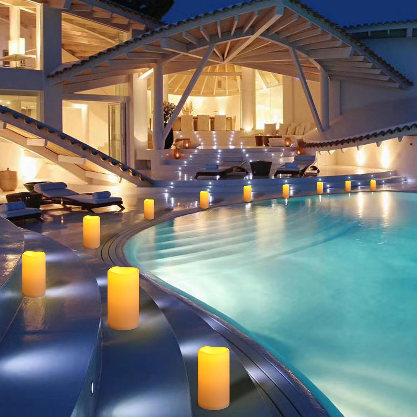 NURADA Large Outdoor Flameless Candles 6" 8" 10" x 5" - Waterproof LED Pillar Flickering Candle Battery Operated with Timer Remote for Patio Porch Lanterns - Ivory White Set of 3