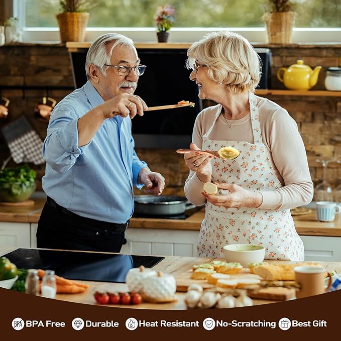 Wooden Spoons - Wooden Spoons for Cooking,Natural Wooden Kitchen Utensils Set Non Toxic,6-Piece Wooden Cooking Utensils(A06)