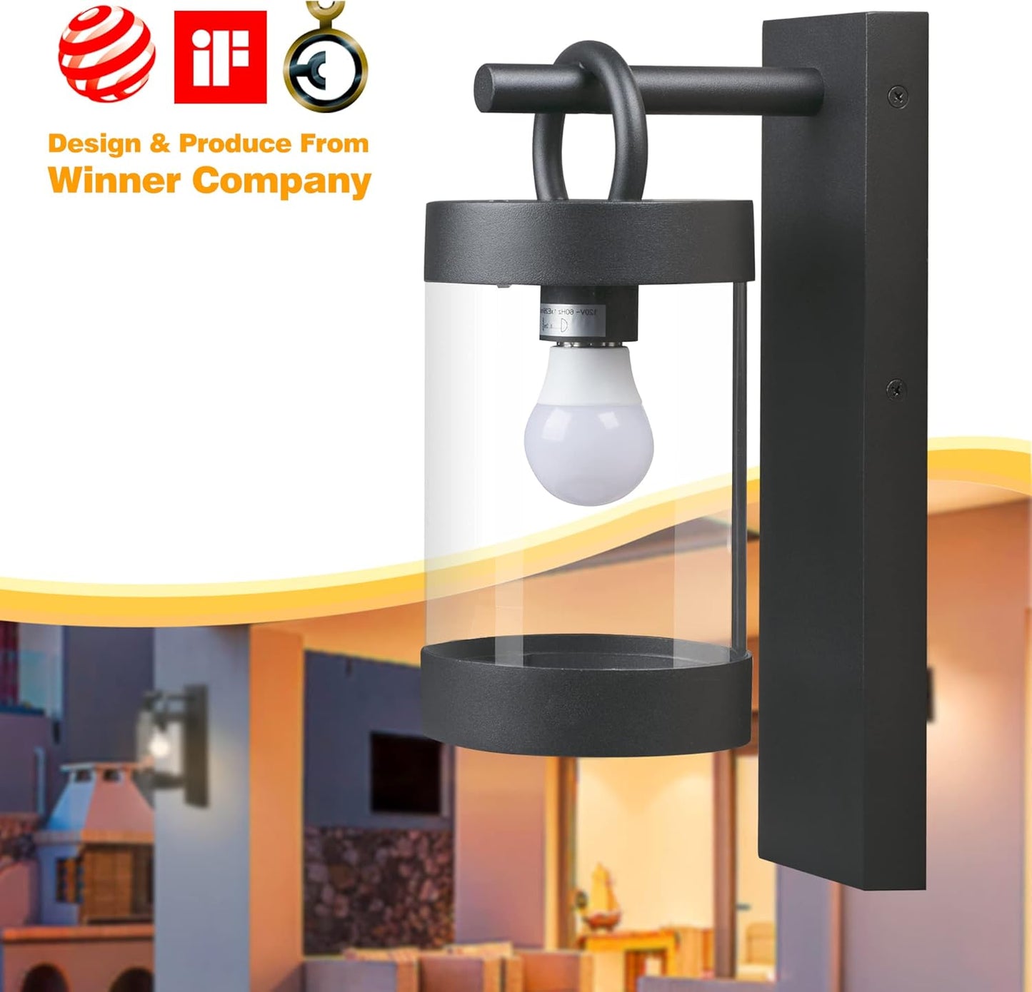 Dusk to Dawn Outdoor Wall Lighting 2 Pack Black Exterior Wall Lantern Sconce Fixture with E26 Base for Porch Patio Garage House