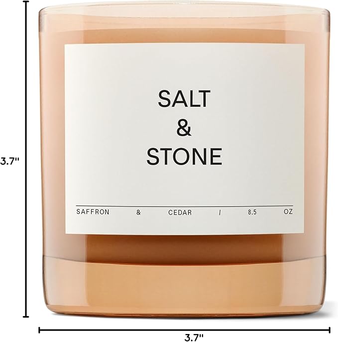 SALT & STONE Scented Candle for Women & Men | Hand-Poured, Aromatic & Fragrant | Coconut & Soy Blend Wax | 100% Cotton Wick | Long-Lasting 50 Hour Burn Time (8.5 oz) (Saffron & Cedar)
