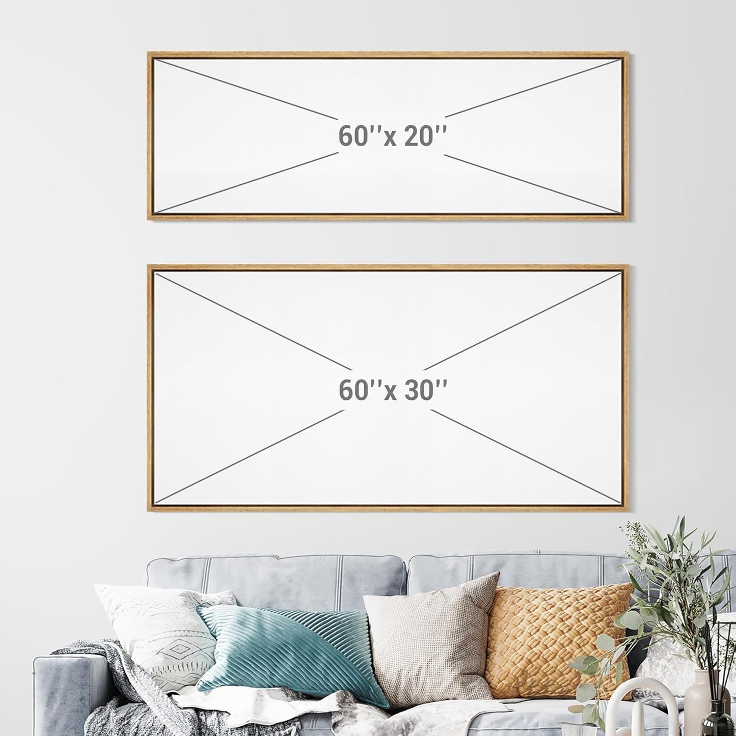 MUDECOR Large Framed Canvas Print Wall Art Minimalist White Cranes on Beige Background Antique Retro Fine Art Illustrations Decorative Colorful for Bedroom - 60"x20"