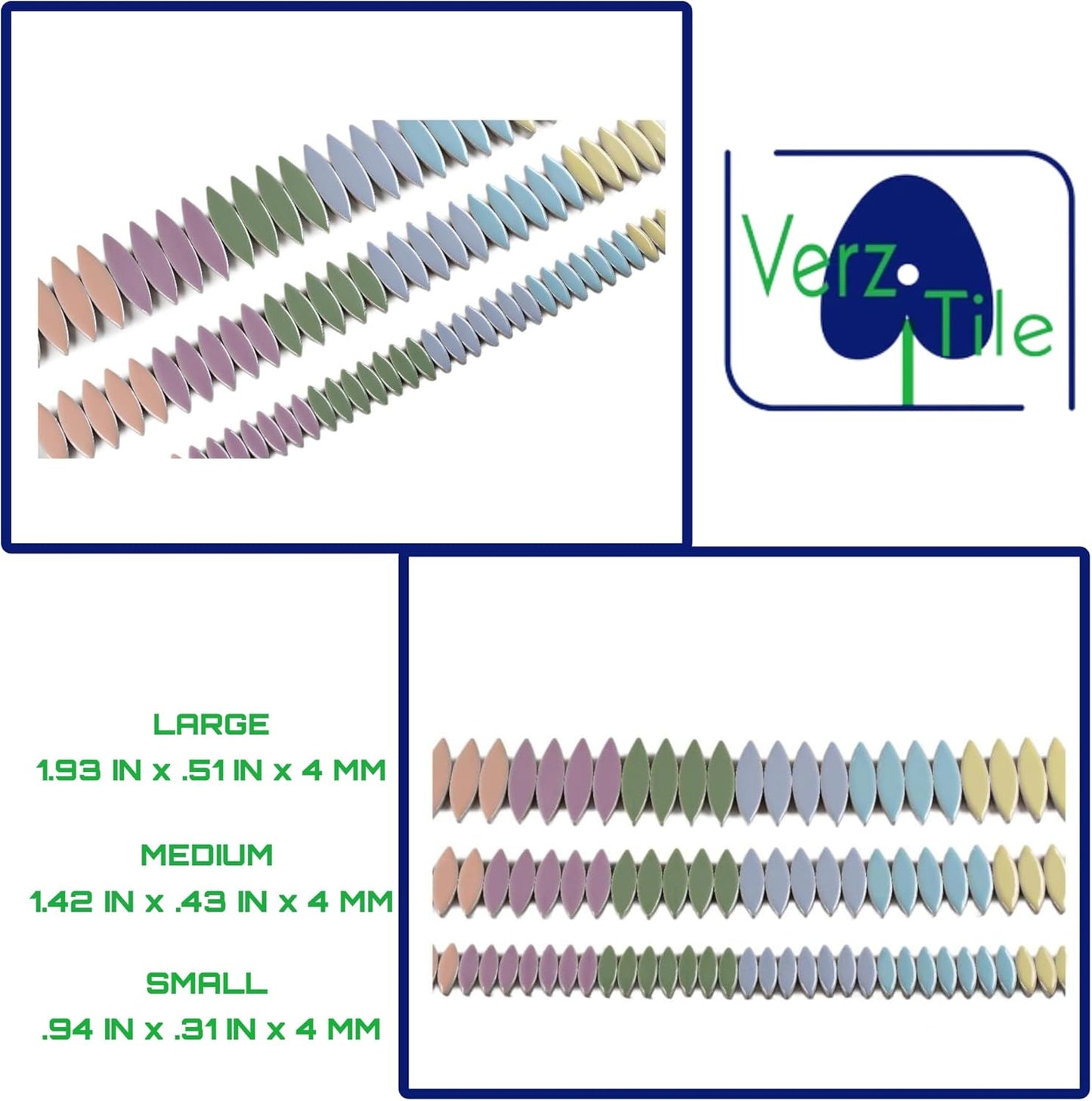 VerzTile Mosaic Tiles for Crafts - Petal Shaped Ceramic Tile Craft Hobbies & Art Projects 39 Color Options Endless Creativity DIY Design (Pastel Mix (6))