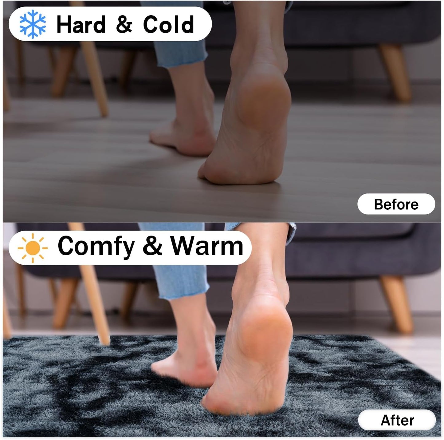 Rezutan Extra Large Fluffy Area Rug for Bedroom Living Room, 9x12 Feet Blue Gray Modern Indoor Carpets Room Colorful Rugs, Plush Indoor Nursery Classroom Home Decor Bedside Rug with Non-Slip Bottom