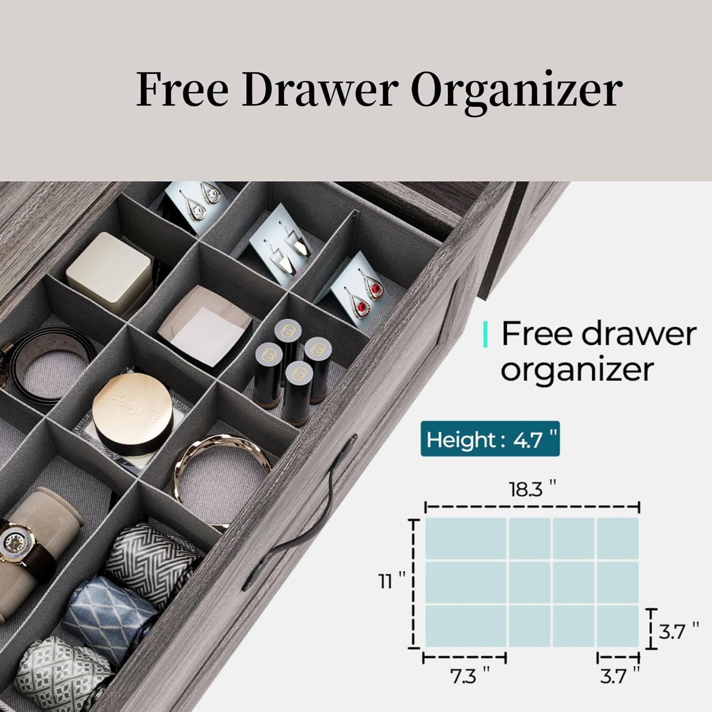 LINSY HOME Farmhouse 6-Drawer Dresser - Grey Chest of Drawers for Bedroom and Living Room Organization, Wood Dresser with Ample Storage Space and Rustic Charm