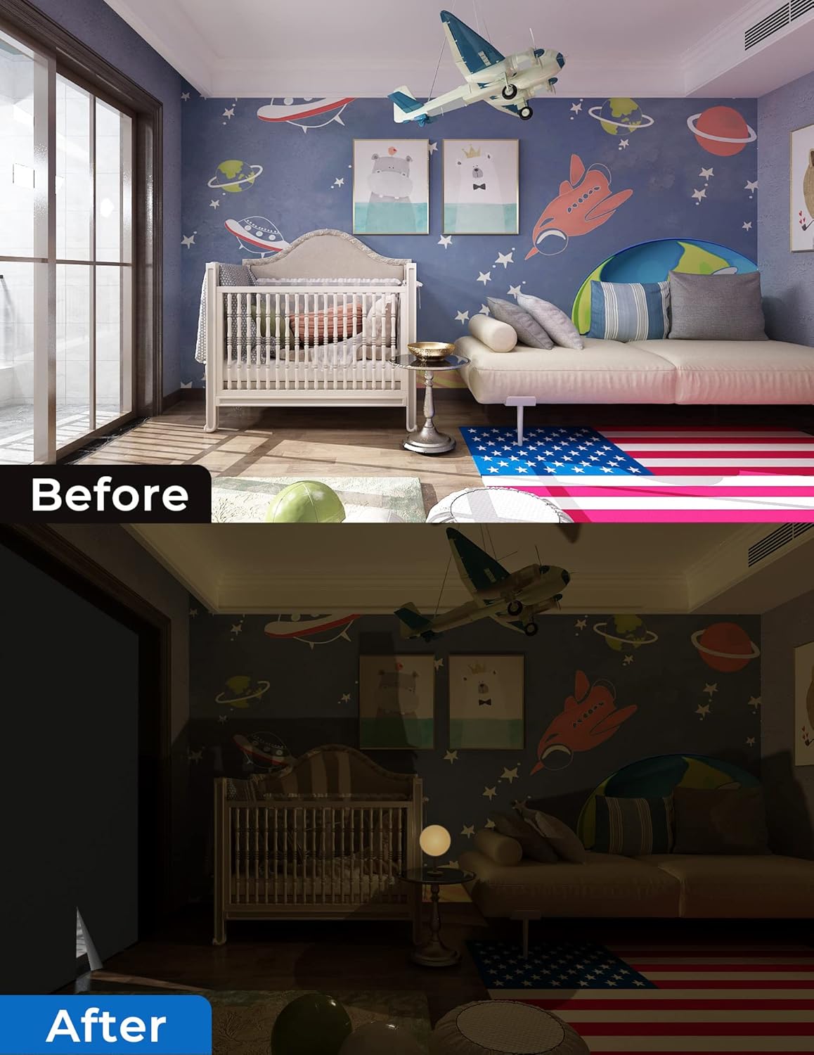 Sumobaby Blackout Curtains 50"x57" Portable No Drill Blinds for Windows with Heat-Resistant Magic Tapes,100% Black Out Window Cover,Window Shades Easy to Cut Fit for Bedroom,Dorm Room,Nursery(Gray)