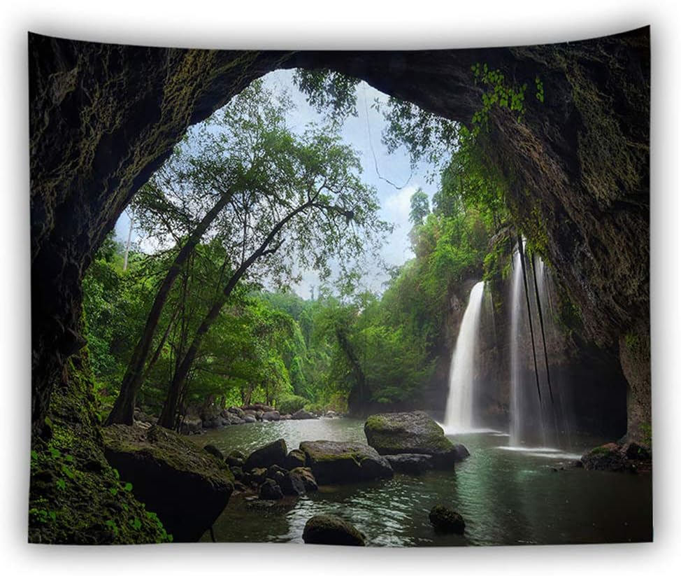 Llamazing Forest Home Decor Tapestry - Living Room Bedroom Decoration Curtain for Landscape and Magic (Waterfall, 78''L60''W)
