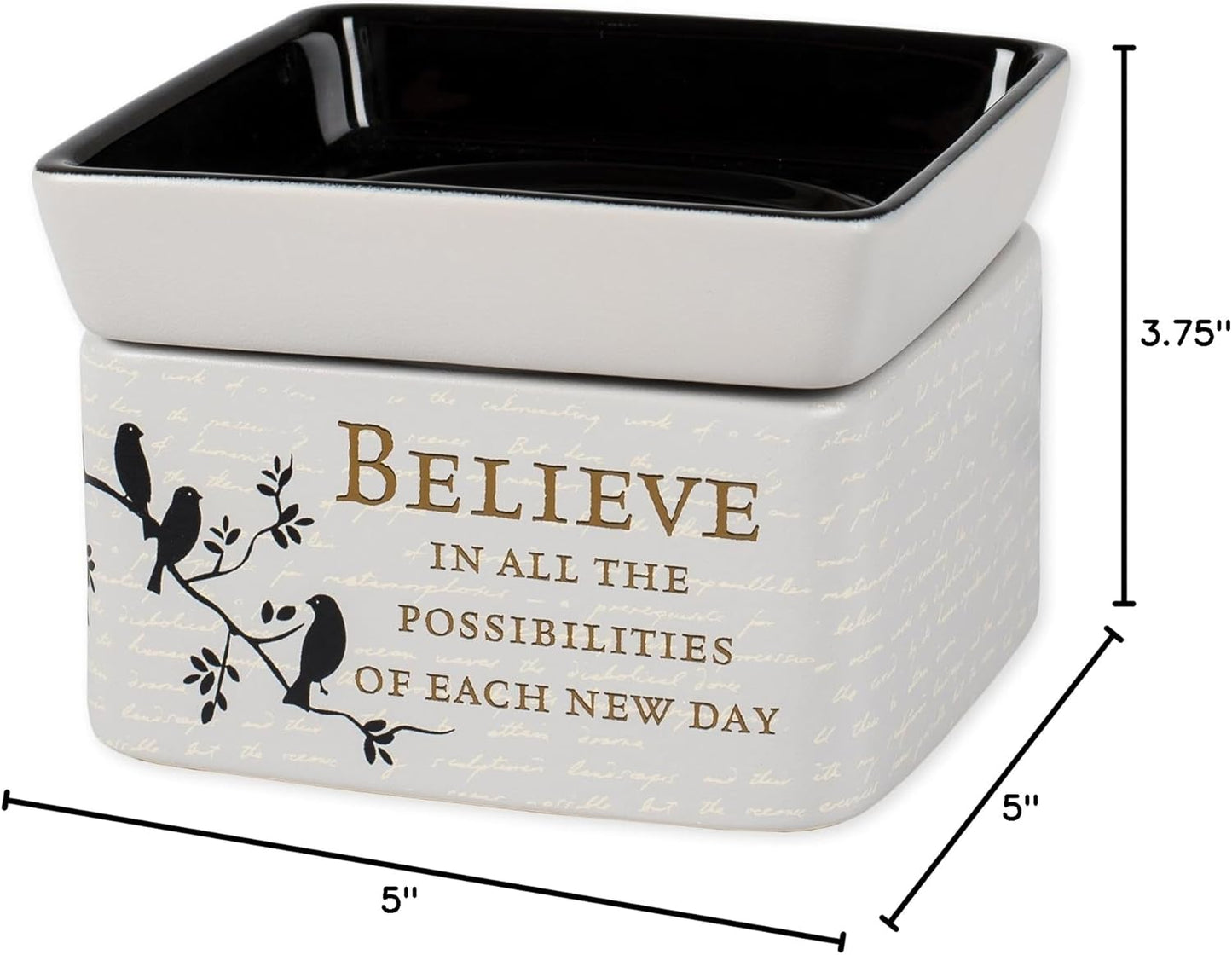 Elanze Designs Birds on a Tree Believe Grey Electric 2 in 1 Jar Candle Wax Tart Oil Warmer