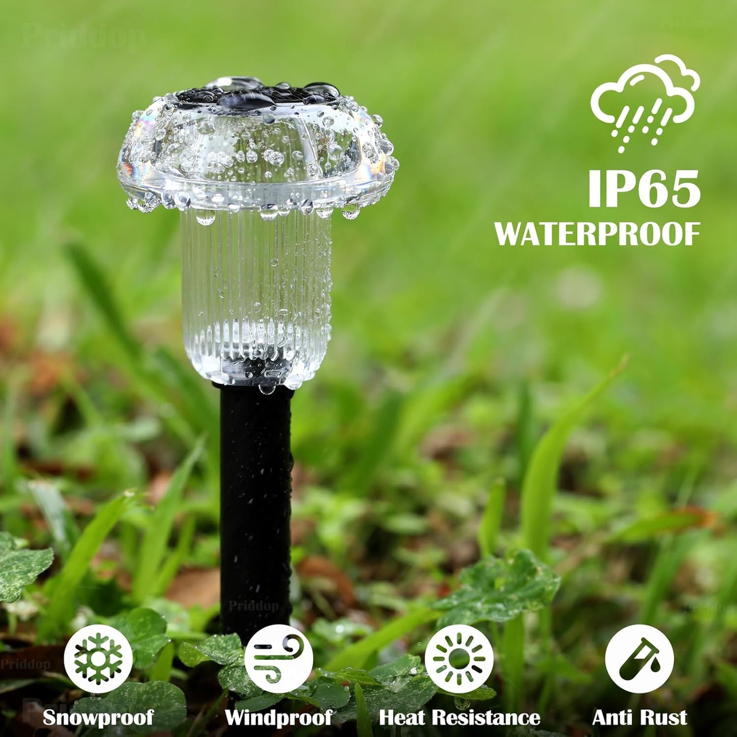 Solar Lights Outdoor Pathway Waterproof 12 Pack Color Changing LED Acrylic Mushroom Decorative Garden Lights for Yard Landscape Patio Outside Christmas Decorations