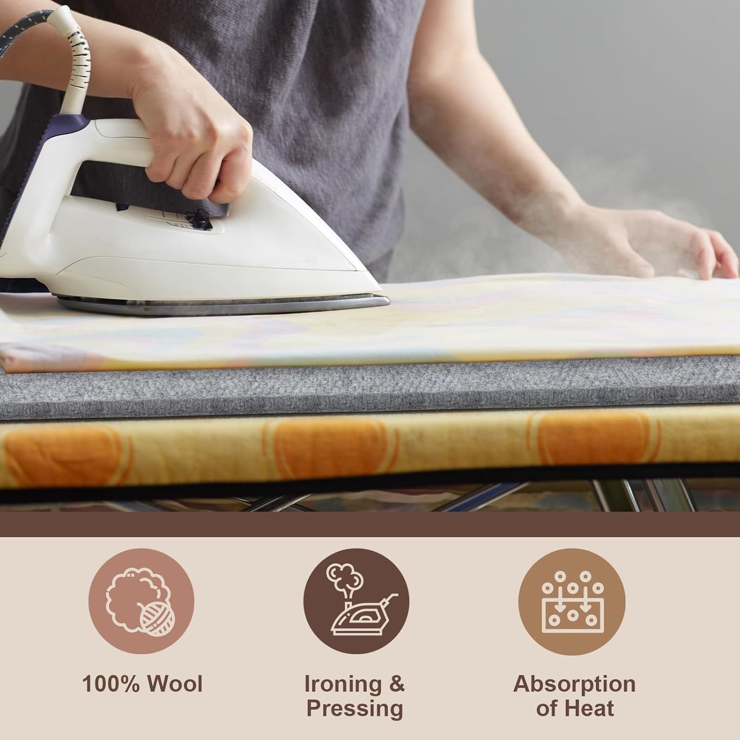 Somime 22x61" Wool Pressing Mat, 100% New Zealand Wool Ironing Mat, Felted Wool Ironing Board for Sewing, Quilting, DIY Crafts, and Embroidery
