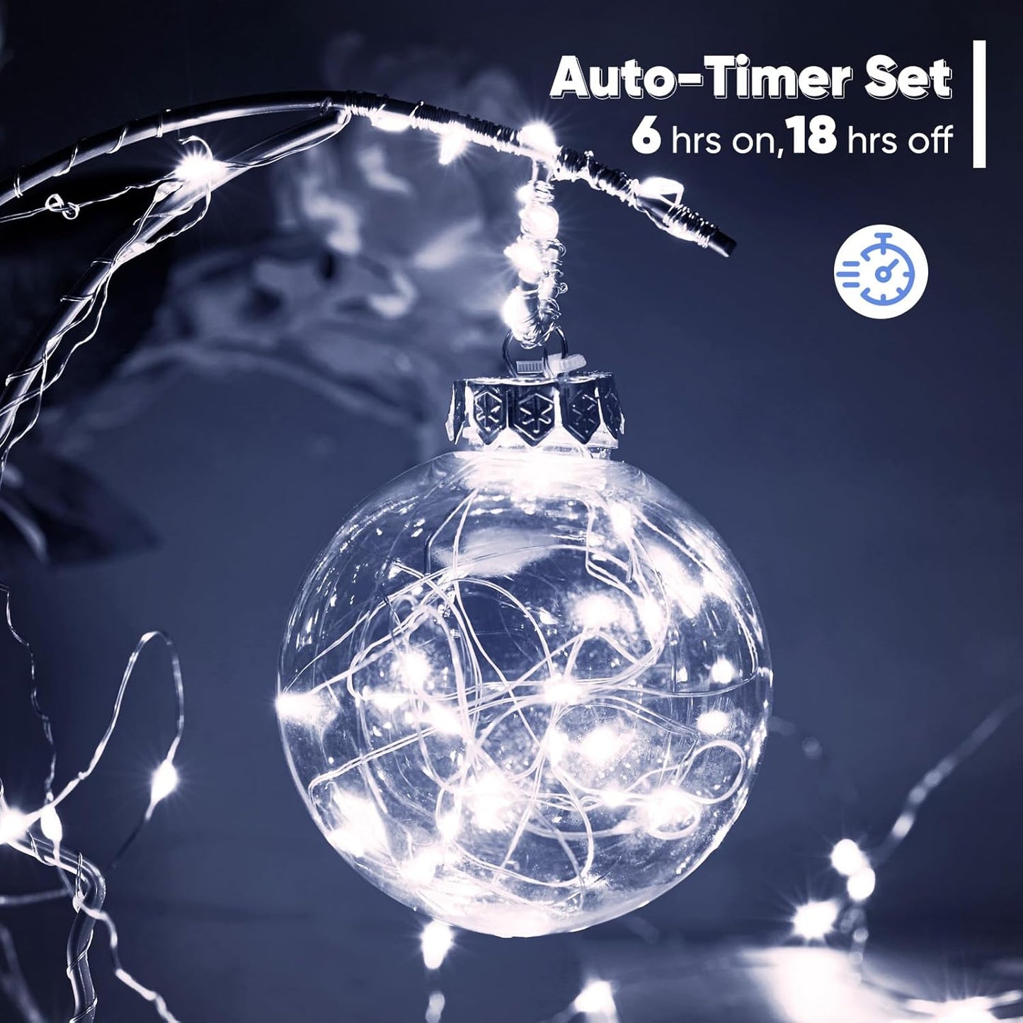 2 Pack 16.4 Ft. Battery Operated Outdoor String Lights with Remote & Timer, LED Cool White Fairy Lights, Waterproof Twinkle Lights for Bedroom, Dorm, Mason Jar, Wedding, Party, Christmas