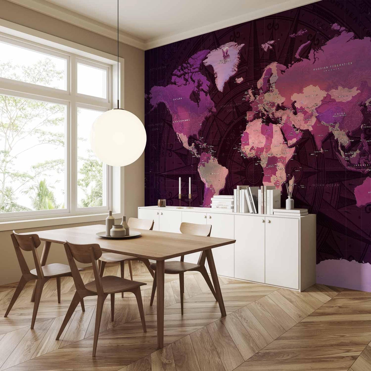 artgeist Premium Wall Mural World Map 98x69 in - XXL Non-Woven Wallpaper Fleece Wall Decor Photo Print Picture Image Design Home Map of The World k-A-0273-a-a