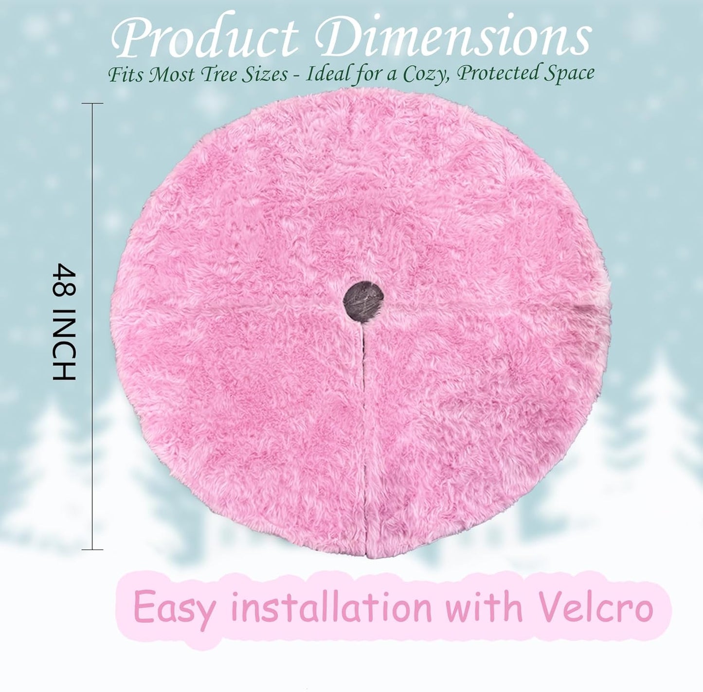 AOGU 60 Inch Faux Fur Christmas Tree Skirt Pink Plush Skirt for Merry Christmas Party Christmas Tree Decoration