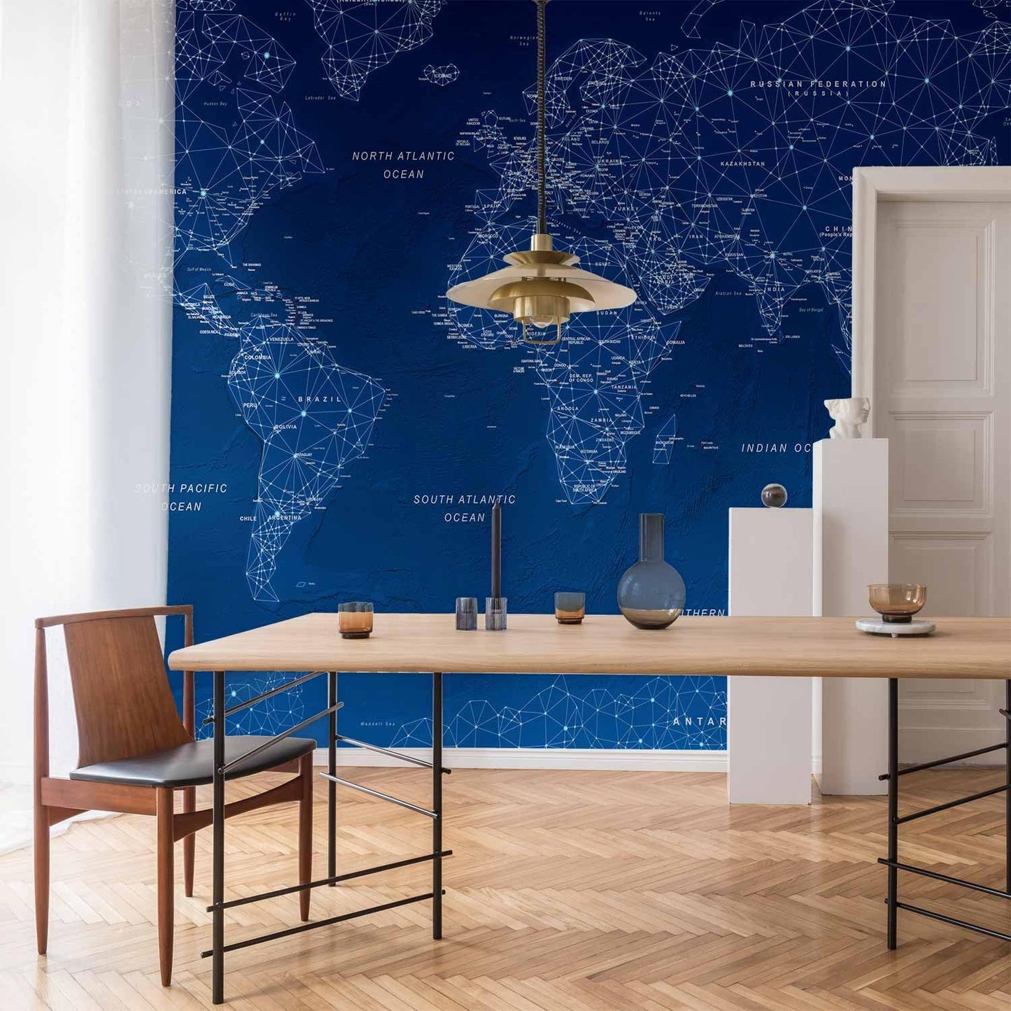 artgeist Premium Wall Mural World Map 118x83 in - XXL Non-Woven Wallpaper Fleece Wall Decor Photo Print Picture Image Design Home Map of The World k-A-0125-a-a