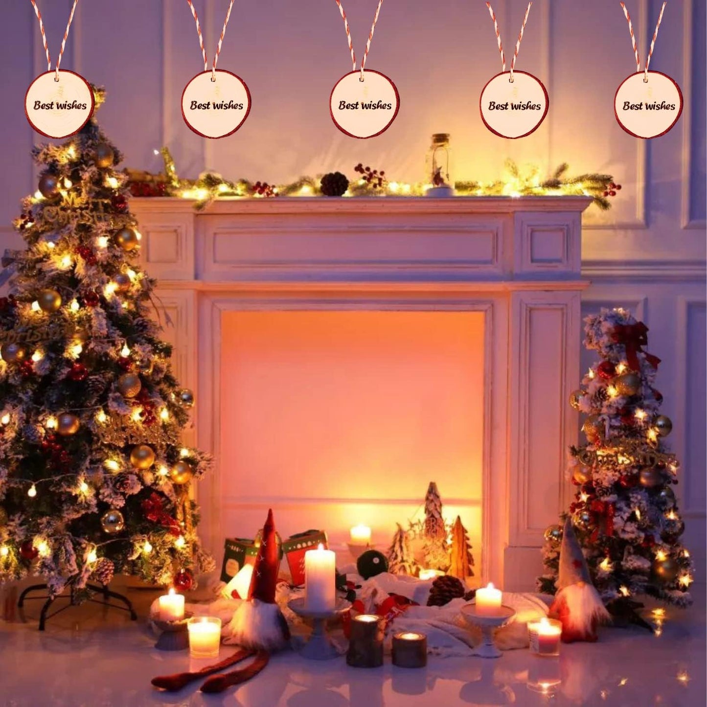 Wood Slices TICIOSH Craft Unfinished Wood kit Predrilled with Hole Wooden Circles for Arts Wood Slices Christmas Ornaments DIY Crafts 30 Pcs 3.5-4.0 inches