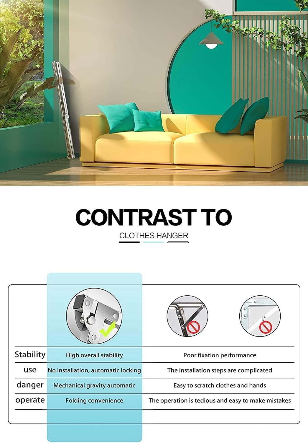 Clothes Drying Rack Folding Indoor Outdoor, Foldable Portable Laundry Drying Rack, Heavy Duty Laundry Hanger Dryer Rack with 20 Hooks (79.55'')