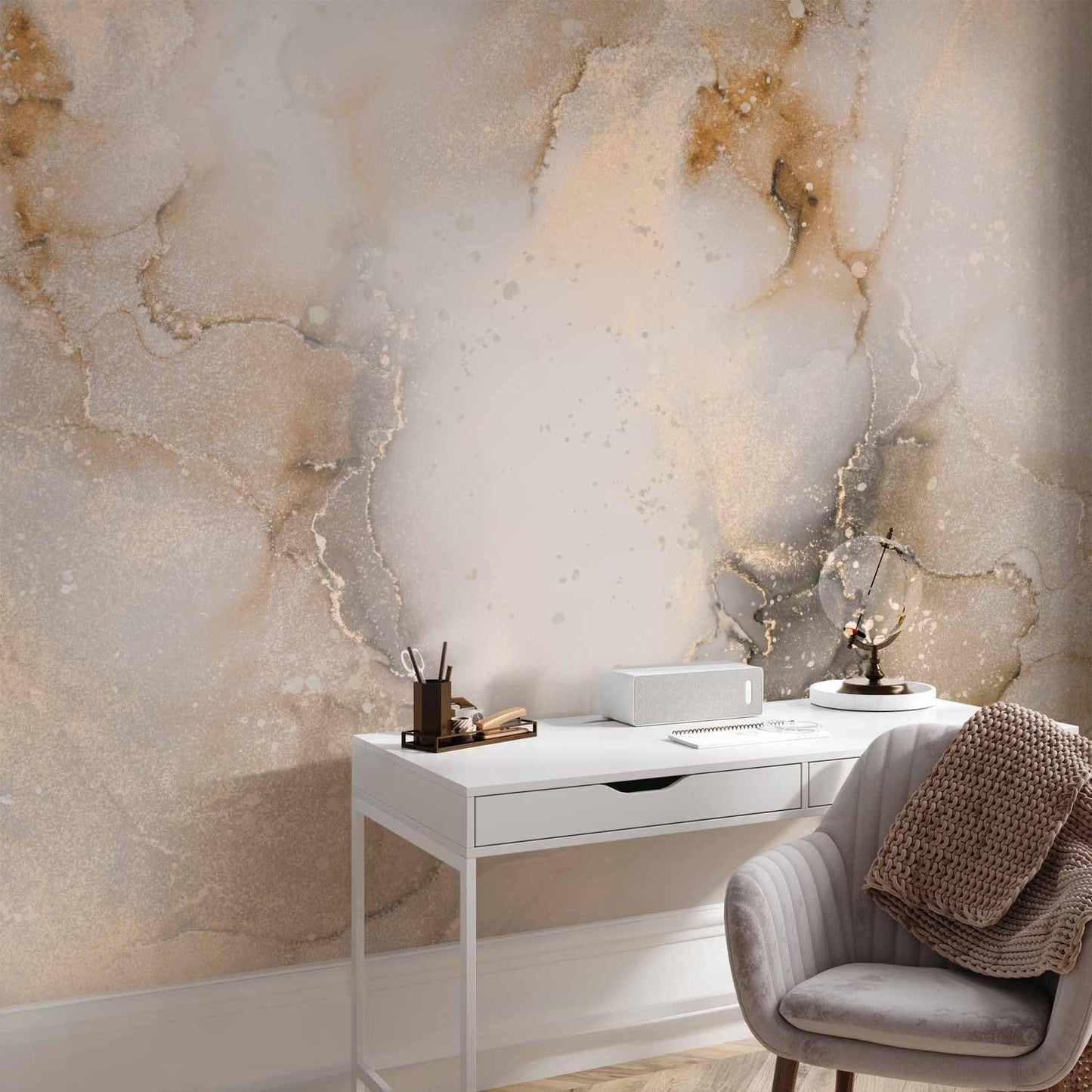 artgeist Wall Mural Marble Stone 216x98 in - XXL Non-Woven Corner Wallpaper Fleece Angle Wall Decor Photo Print Picture Image Design Marble Beige f-C-10058-a-d