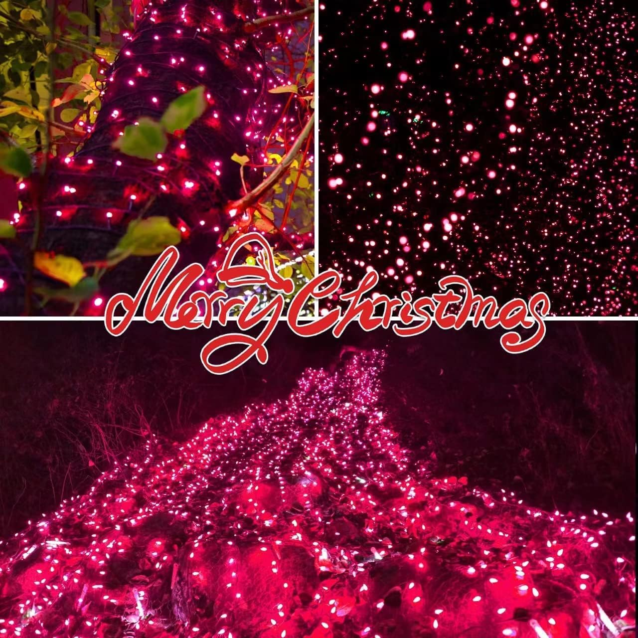 300LIGHTS(2*150L) Pink Extra-Bright with End Connectors Christmas Decorative Lights 19.44m UL Certified Mini String Light Set Waterproof for Home Garden Holiday Tree Party Patio Decor Wedding