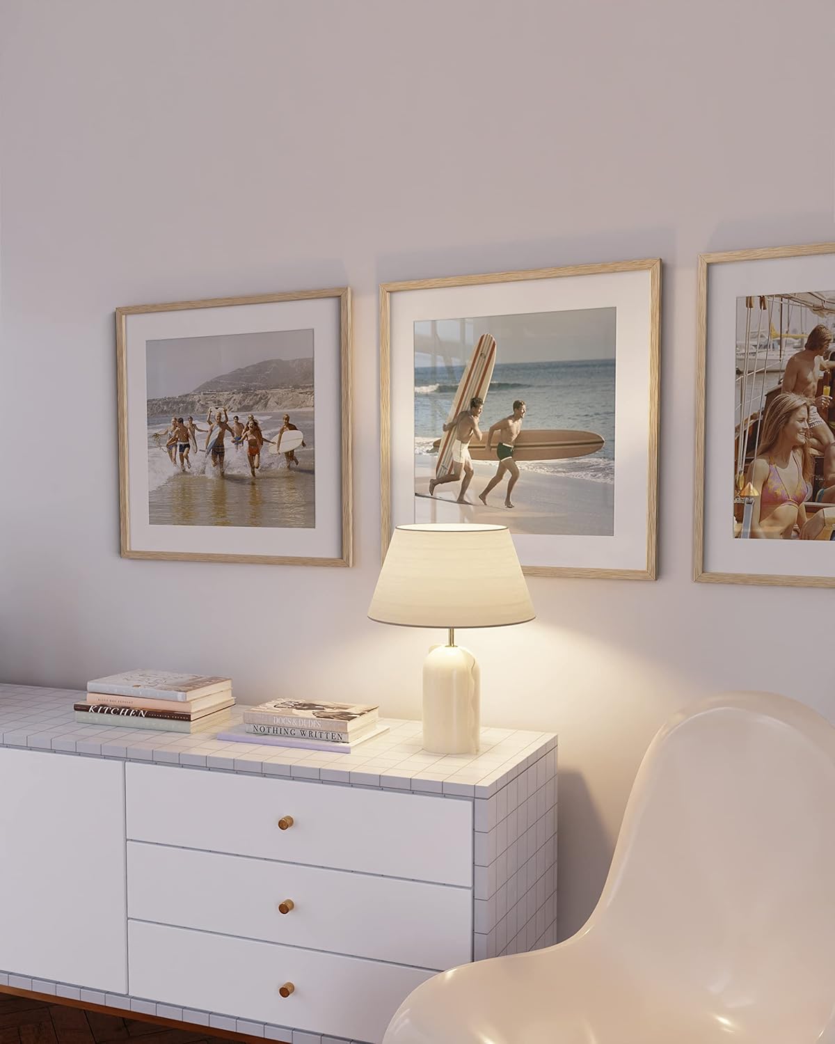 Haus and Hues Solid Oak Wood 20”x20” Picture Frames Matted to 16”x16” Set of 3 - Natural Oak Picture Frame 20x20, Portrait 20x20 Frames, 20 x 20 Frame with Mat, 20x20 Picture Frames (Beige Oak Frames)