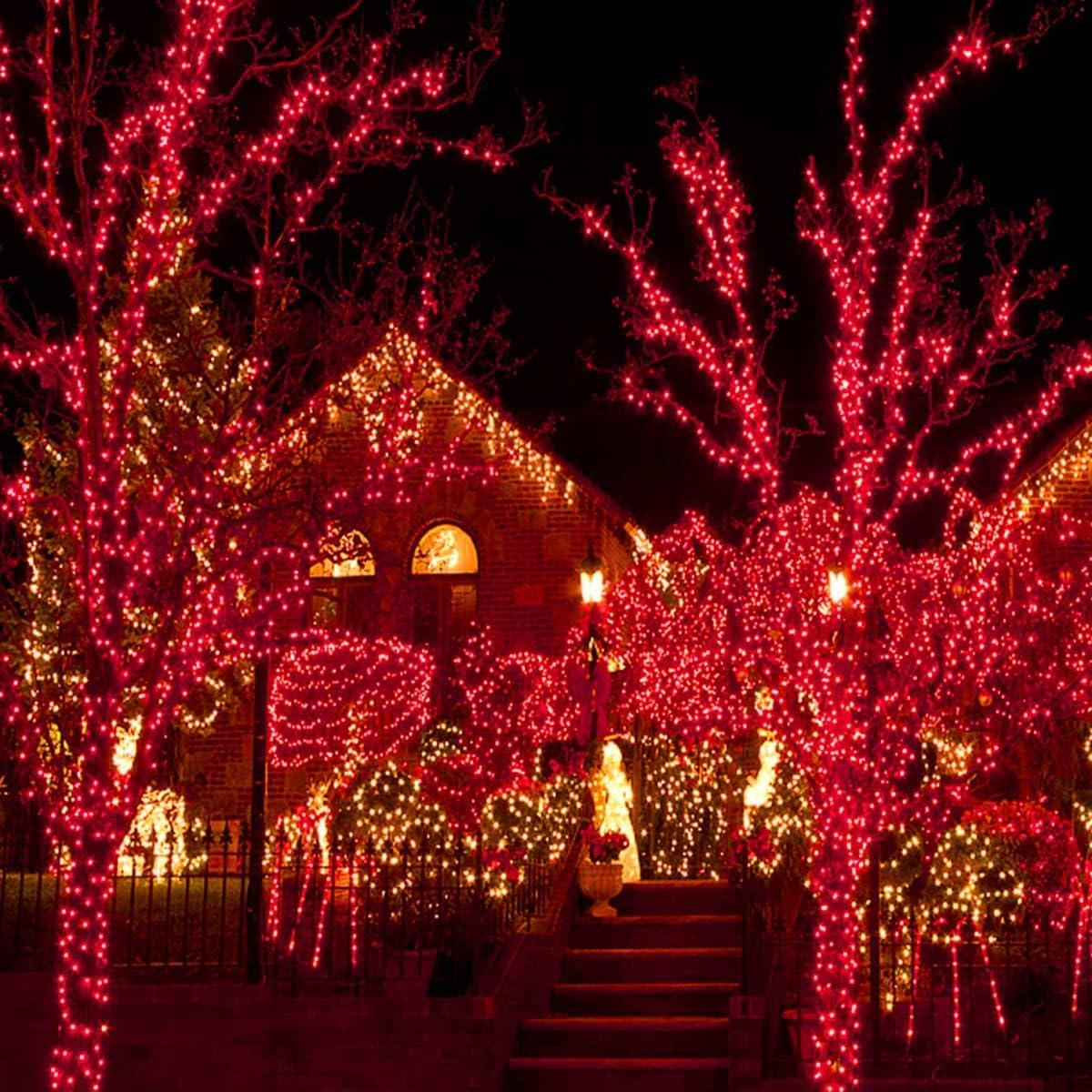 Upgraded 75.8 FT 200 LED Red Christmas Lights Outdoor Indoor, Memory Function & Timer & 8 Modes, Extendable Green Wire Waterproof String Light for Christmas Tree Party Wedding Home Garden Decorations