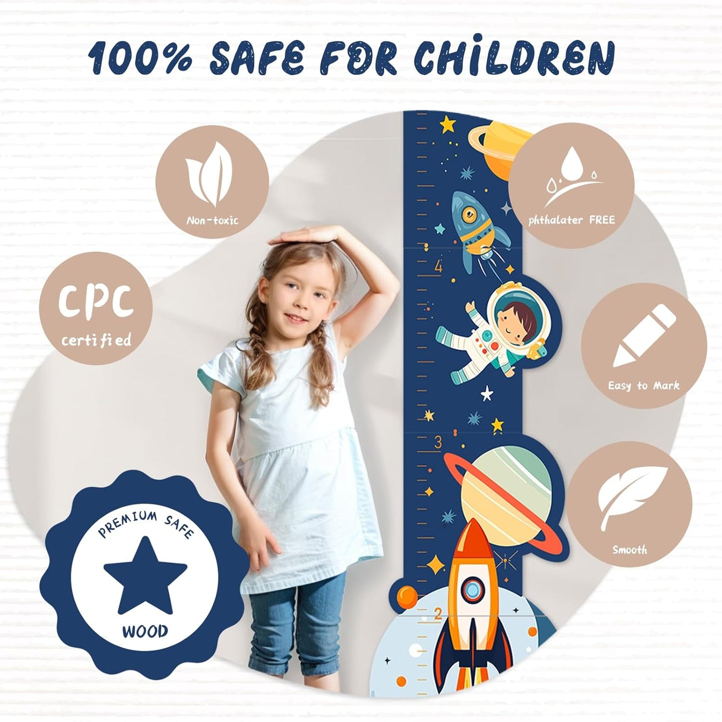 Personalized Name Growth Chart for Wall, Space Height Measurement for Wall, Children Height Chart Ruler, Portable 3D Removable Growth Chart, Wall Height Measurement for Kids