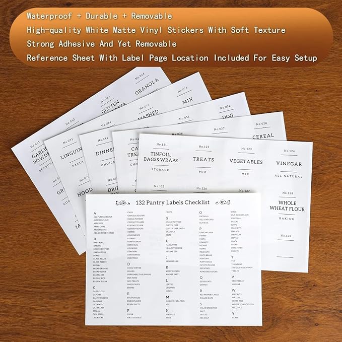 Set of 2 Large Glass Flour and Sugar Containers - 100 Fl oz Thicken Glass Storage Jars with Airtight Bamboo Lid and 132 Kitchen Pantry Labels - Big Clear Rice Containers Farmhouse