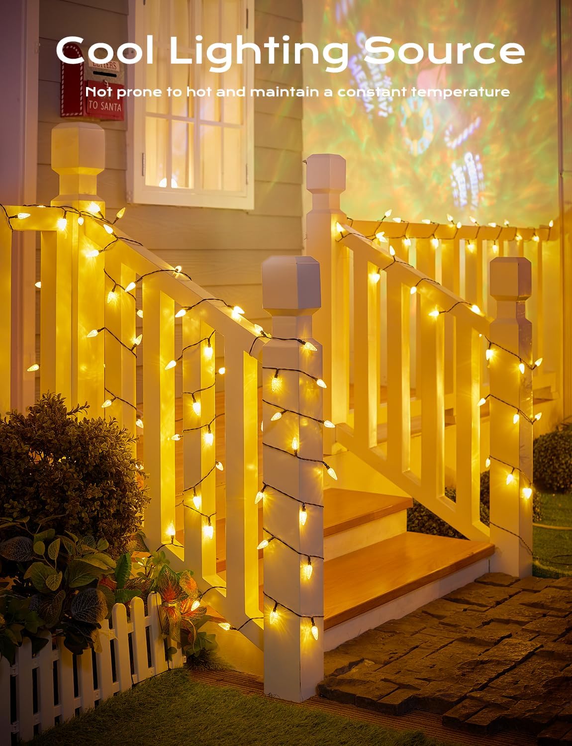 Brightown Solar Operated C6 Strawberry String Lights, 39ft 100 LEDs Warm White LED Christmas Fairy Lights, Solar Christmas Lights Outdoor, Christmas Decorations for Christmas Tree, Garden Decor