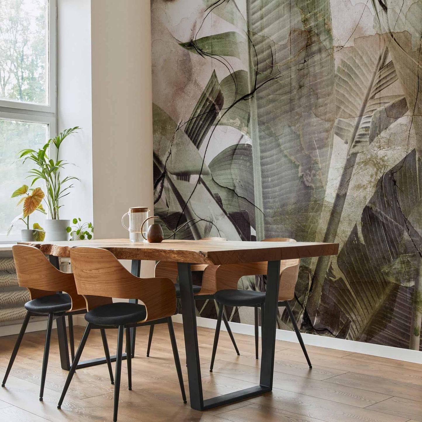 artgeist Wall Mural Tropical Leaves 116x83 in - XXL Peel and Stick Self-Adhesive Wallpaper Removable Large Sticker Foil Wall Decor Print Picture Image Design Jungle Nature Like Painted b-C-0776-a-a