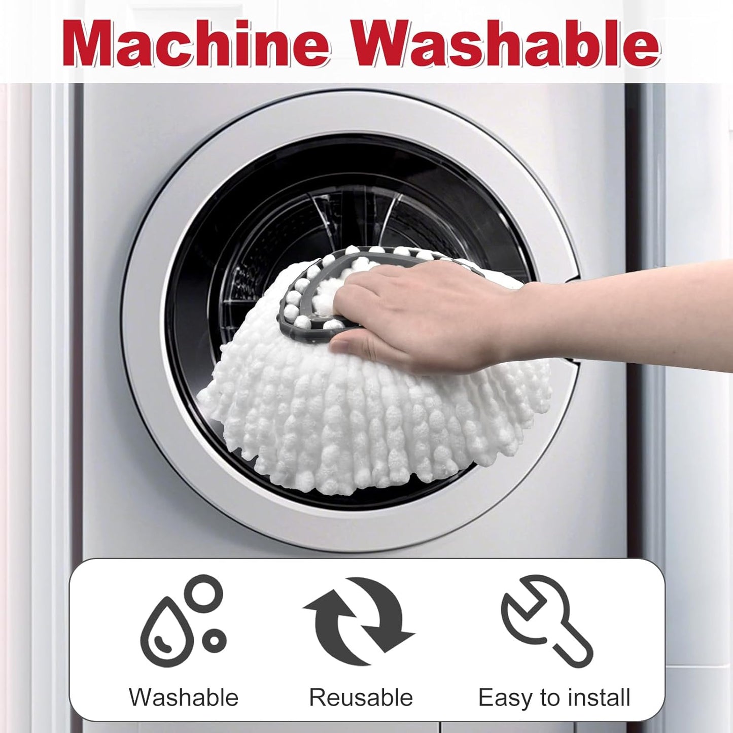 Spin Mop Head Replacement,Iron Spin Handle,Brush and Base Compatible with O Cedar EasyWring 1 Tank System,Microfiber Mop Refills and 30-58" Handle Combo Set to Floor Cleaning(White,1 Tank)