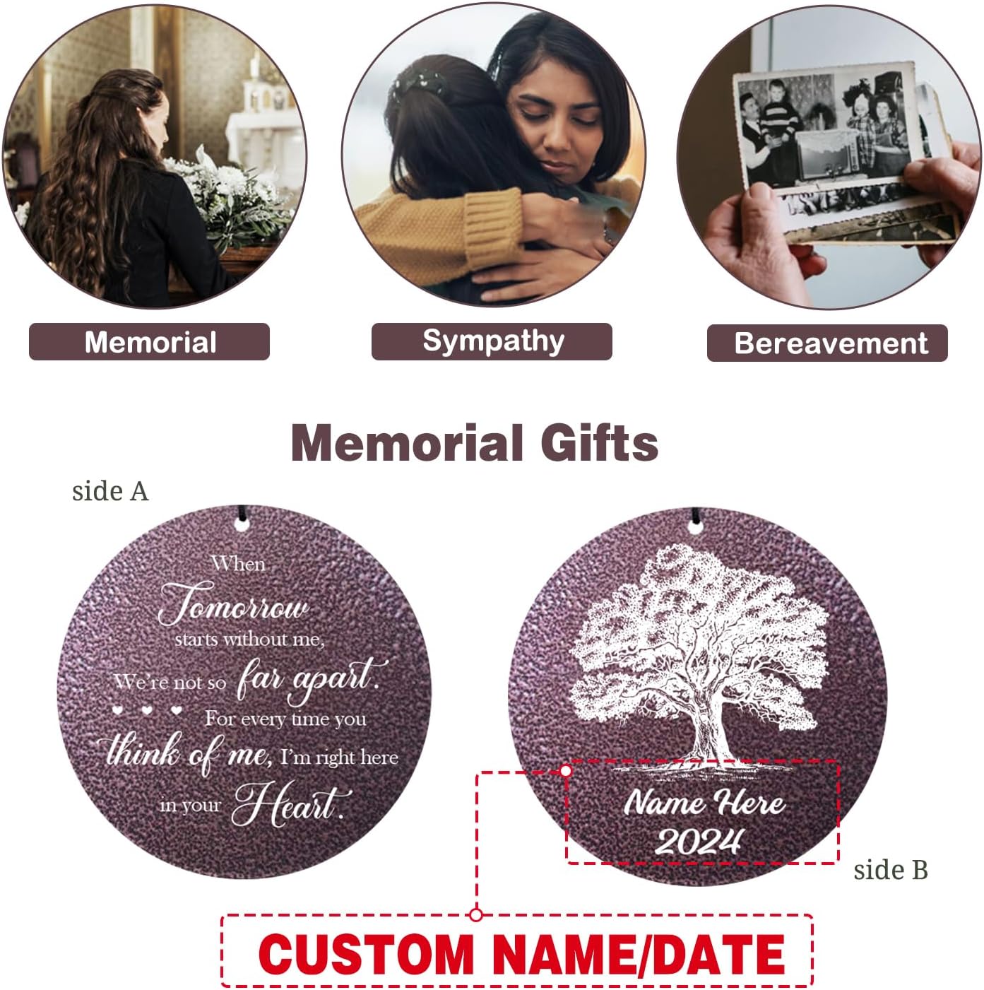 ASTARIN 36" Large Deep Tone Personalized Sympathy Wind Chimes, Memorial Wind Chime for Loss of Mother Father Loved One, Tree of Life Bereavement Gifts Decor Outdoor Patio Garden