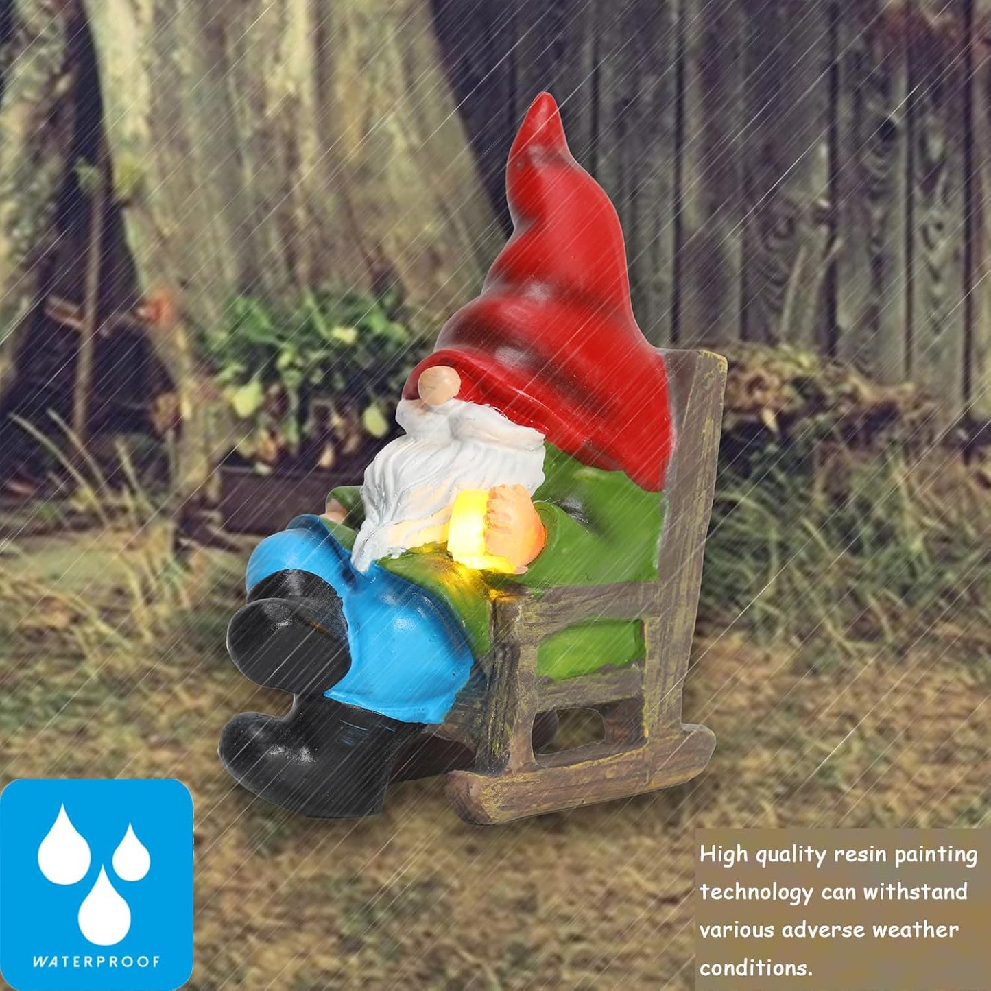 Garden Gnome Statue Solar Light Miniature Outdoor Decor Gnome Figurine for Outdoor Indoor Home Lawn Yard Balcony Porch Patio for Women Mom Grandma 3.54"x2.36"x4.72"