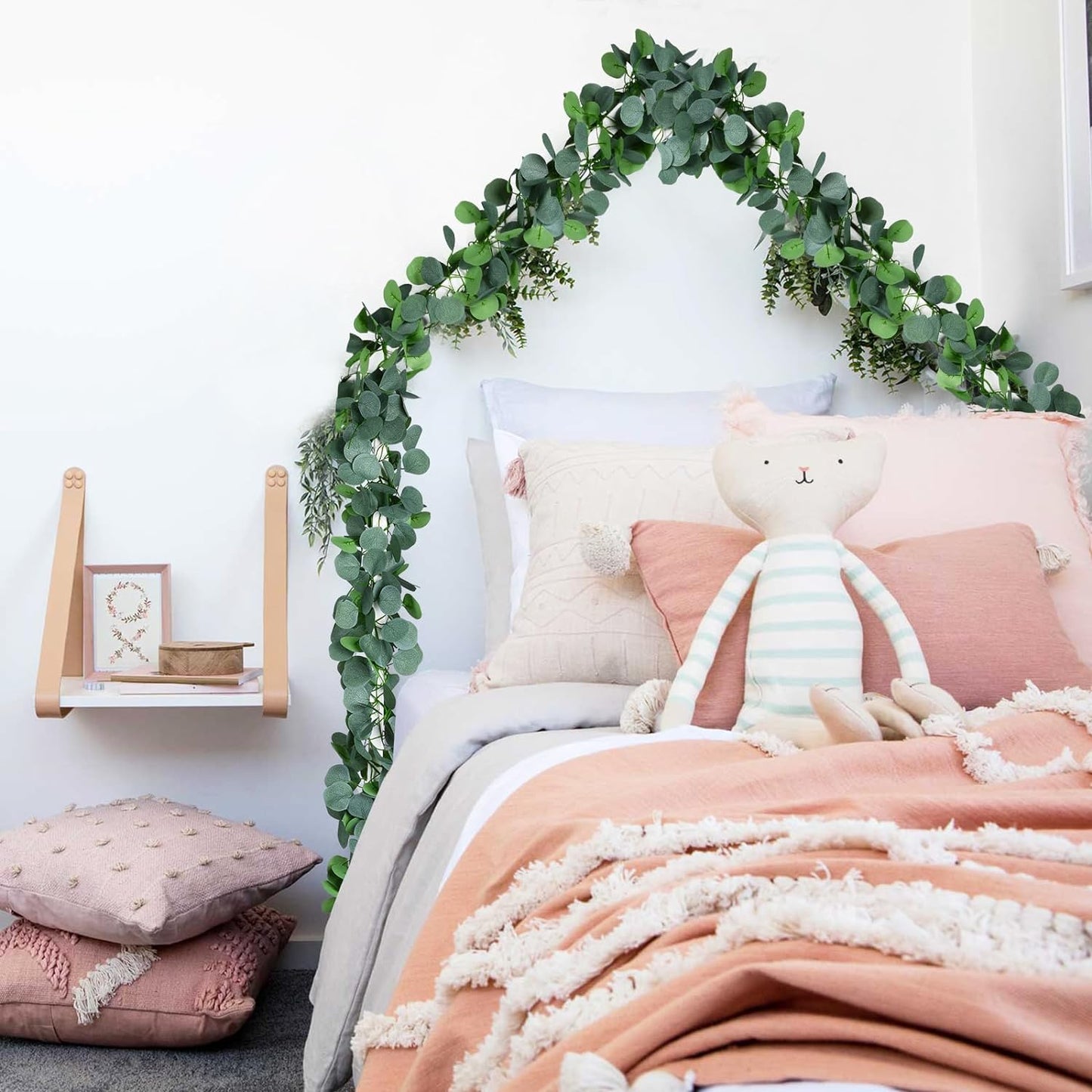 DearHouse 86 Feet 12 Strands Artificial Eucalyptus Leaf Plants Vine Hanging Eucalyptus Garland for Home Kitchen Office Wedding Wall Decor