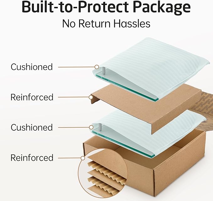 KES Glass Corner Shelf for Bathroom Corner Shelf 2 Pack Tempered Glass Shelf with Rail SUS 304 Stainless Steel Wall Mounted Brushed Finish, BGS2101A-2-P2