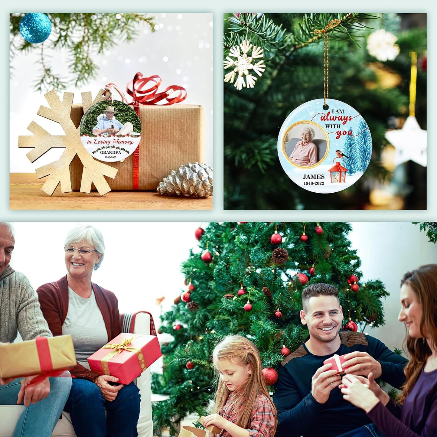 Valyria Personalized Memorial Christmas Photo Ornament, in Loving Memory Ceramic Custom Christmas Ornament 2025 Memorial Ornaments for Loss of Loved Ones Xmas Sympathy Ornament