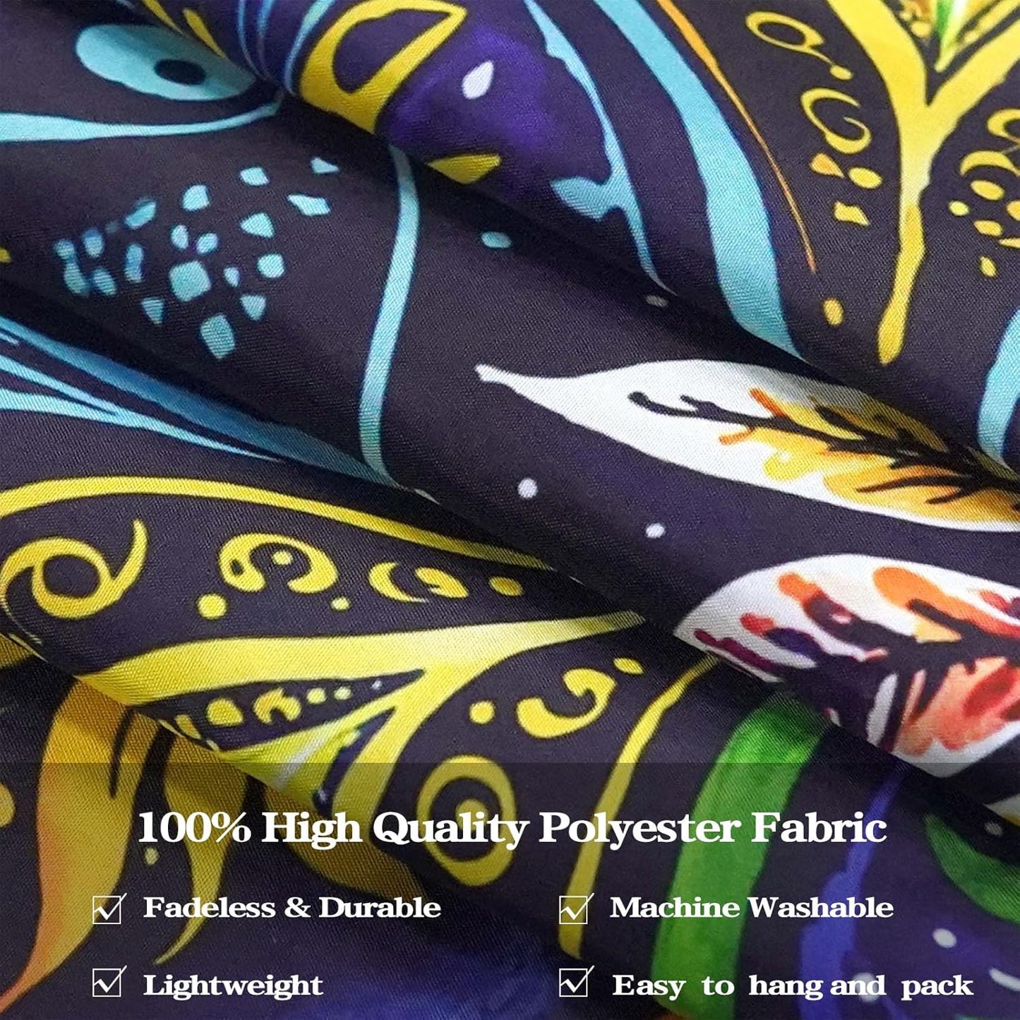 Fowocu Boho Floral Mandala Tapestry for Bedroom Aesthetic Blue Bohemian Colorful Flower Wall Tapestry Purple Hippie Indian Small Tapestries Wall Hanging for Living Room Dorm Decor 48 x 36 Inch